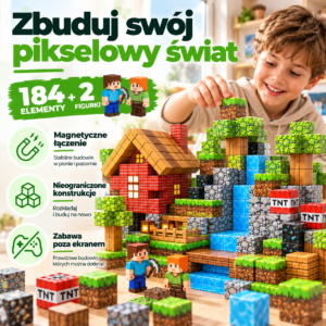 MagCraft - Magnetyczne Klocki do Budowania Własnego Świata, 184 Elementy